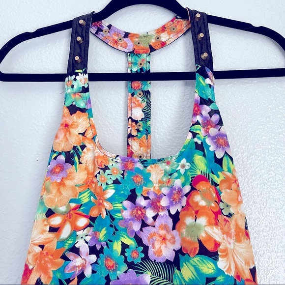 MATERIAL GIRL floral summer tank top open back M - Picture 6 of 8